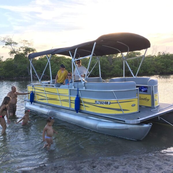 22' Yellow Bentley Pontoon