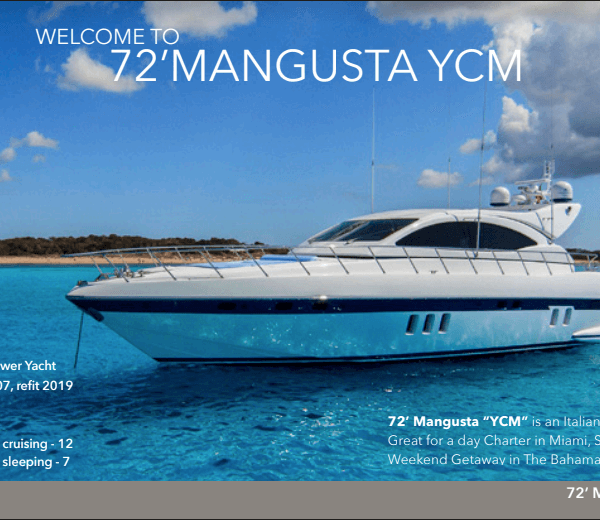 72' Mangusta Yacht rental